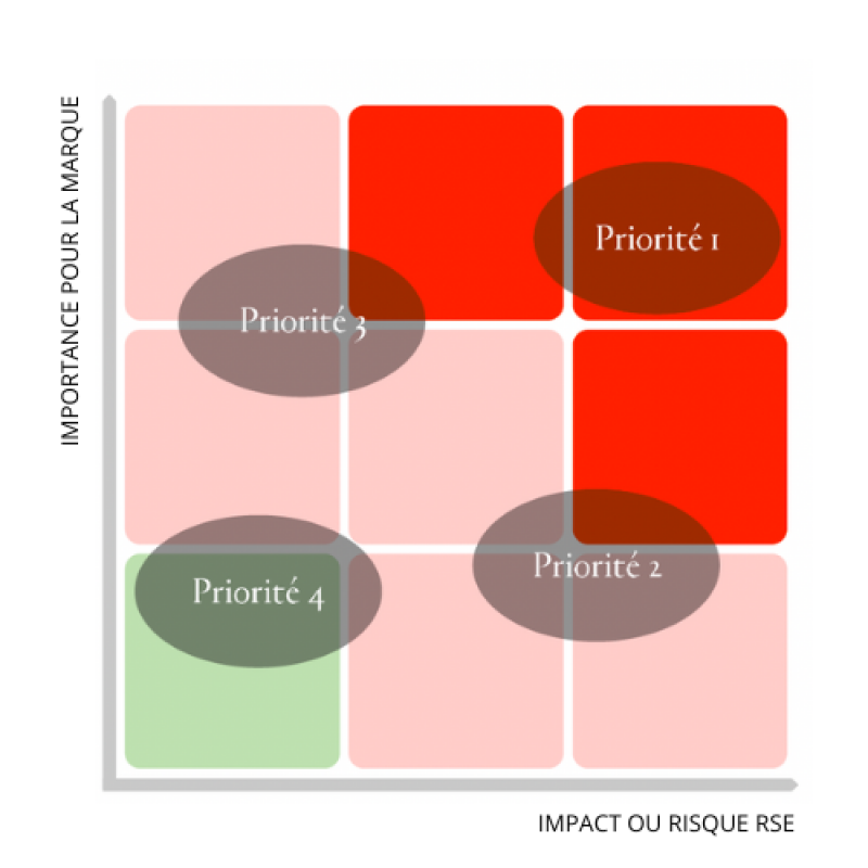 Illustration - Matrice des risques selon l'importance pour la marque et l'impact RSE